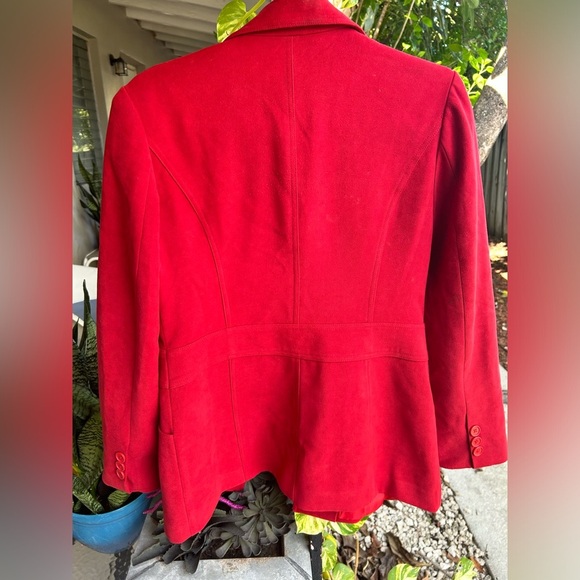 LUDIA Brand Red Button Down Blazer Vintage 80s 90s Suede Lined See Measurements - Picture 9 of 13